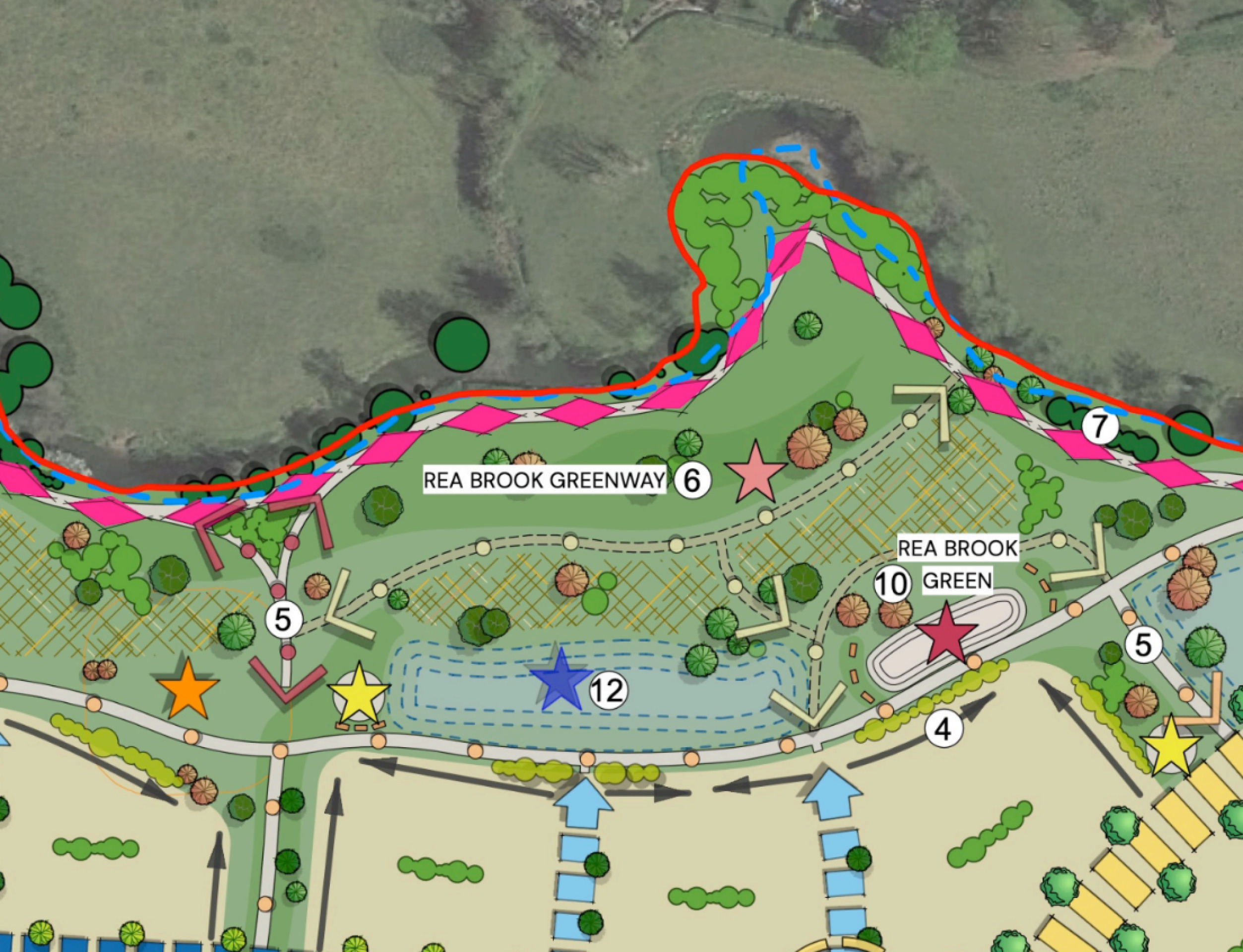 Masterplan details showing Rea Brook Greenway